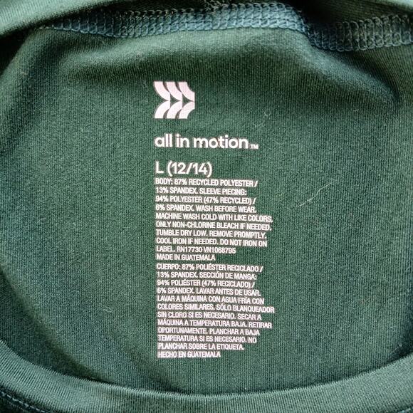 All in Motion Athletic Top YL (12/14) long sleeves thumb holes heathered Emerald - Picture 6 of 10